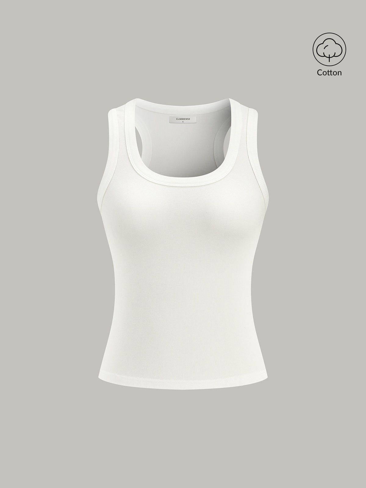 Ribbed Knit Crew Neck Tank Top