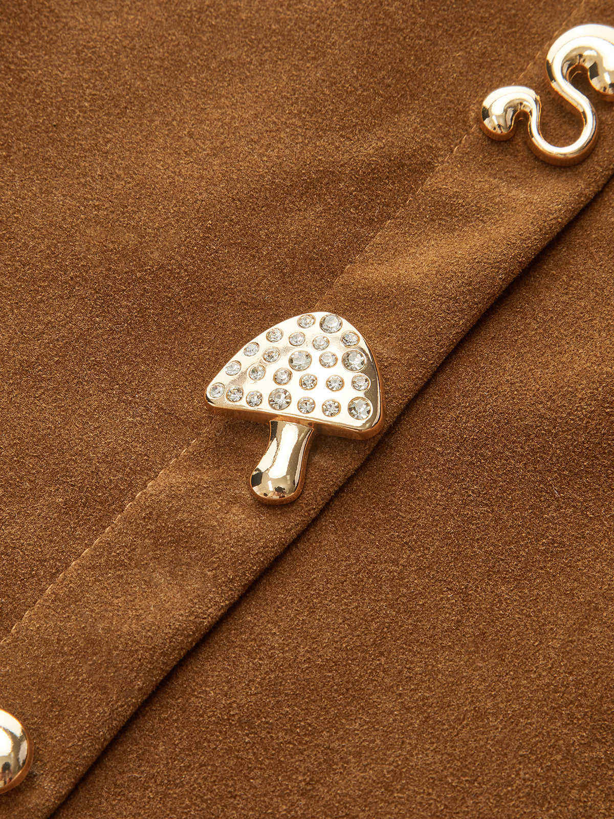 Irregular Metal Detail Suede Effect Mini Skirt
