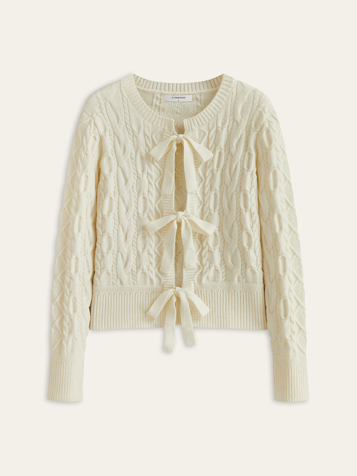 Bow Tie Cable Knit Cardigan