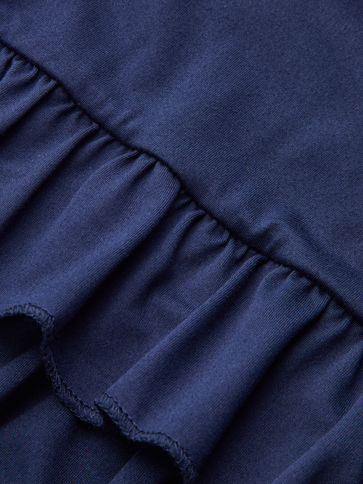 Long Sleeve Ruched Waist Layered Ruffle Dress