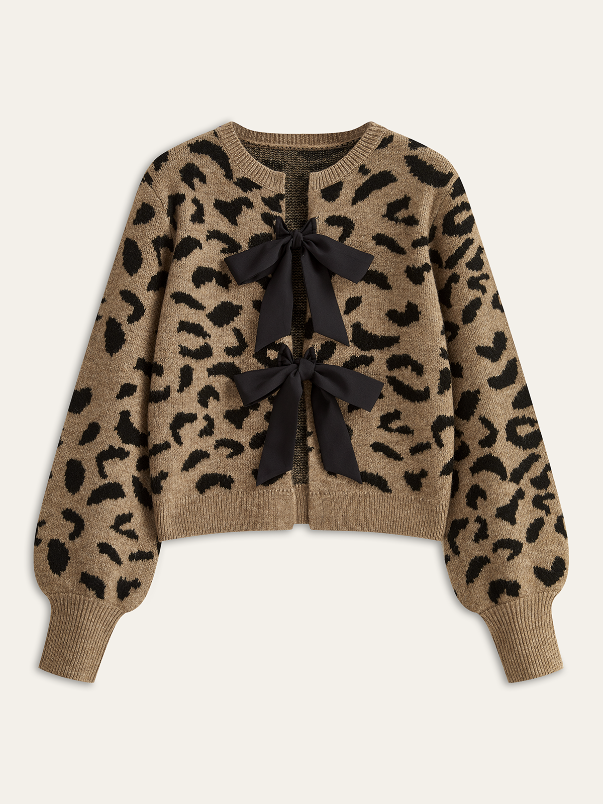 Leopard Bow Tie Knit Top