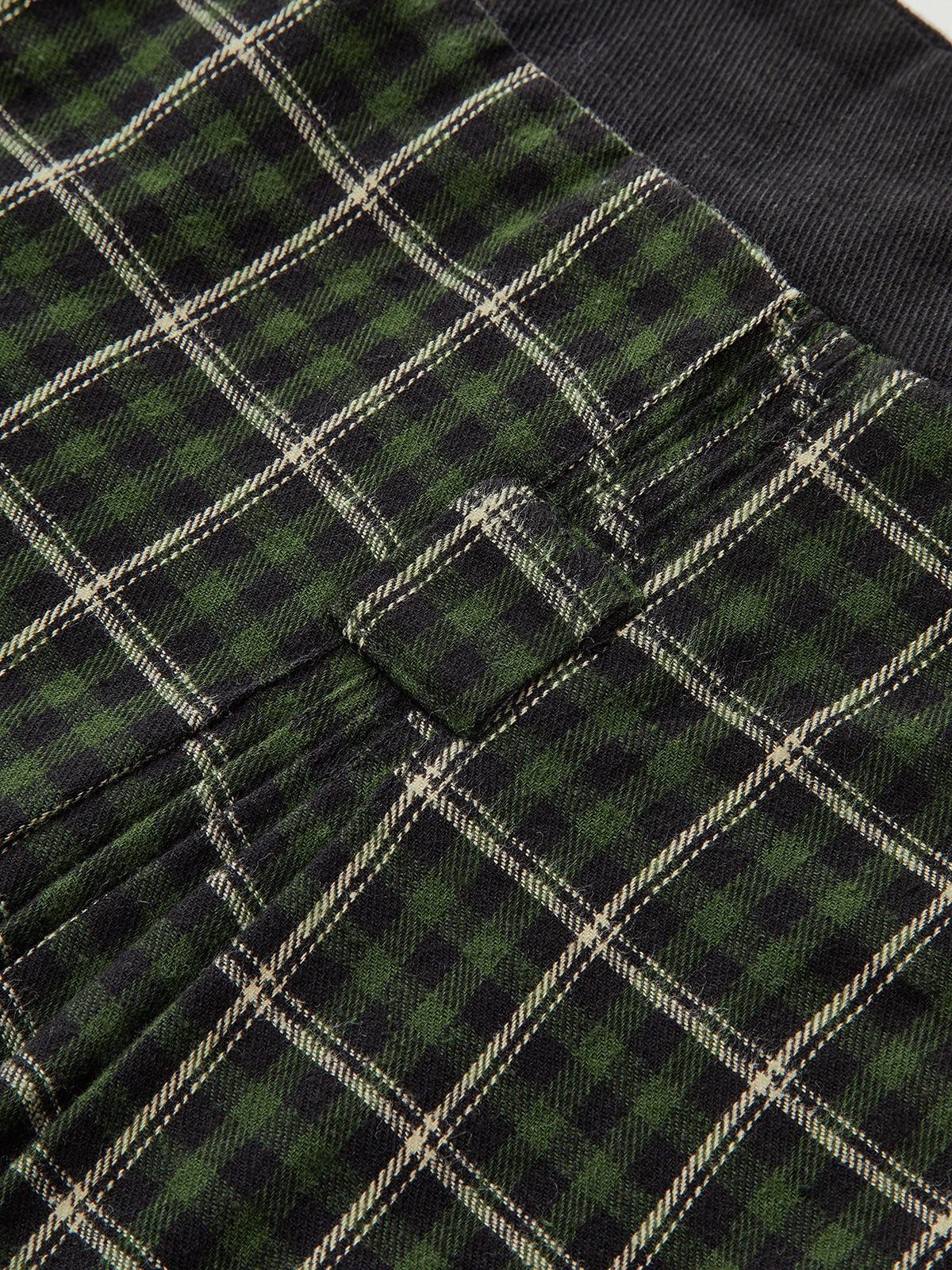 Cotton Pleated Plaid Mini Skirt