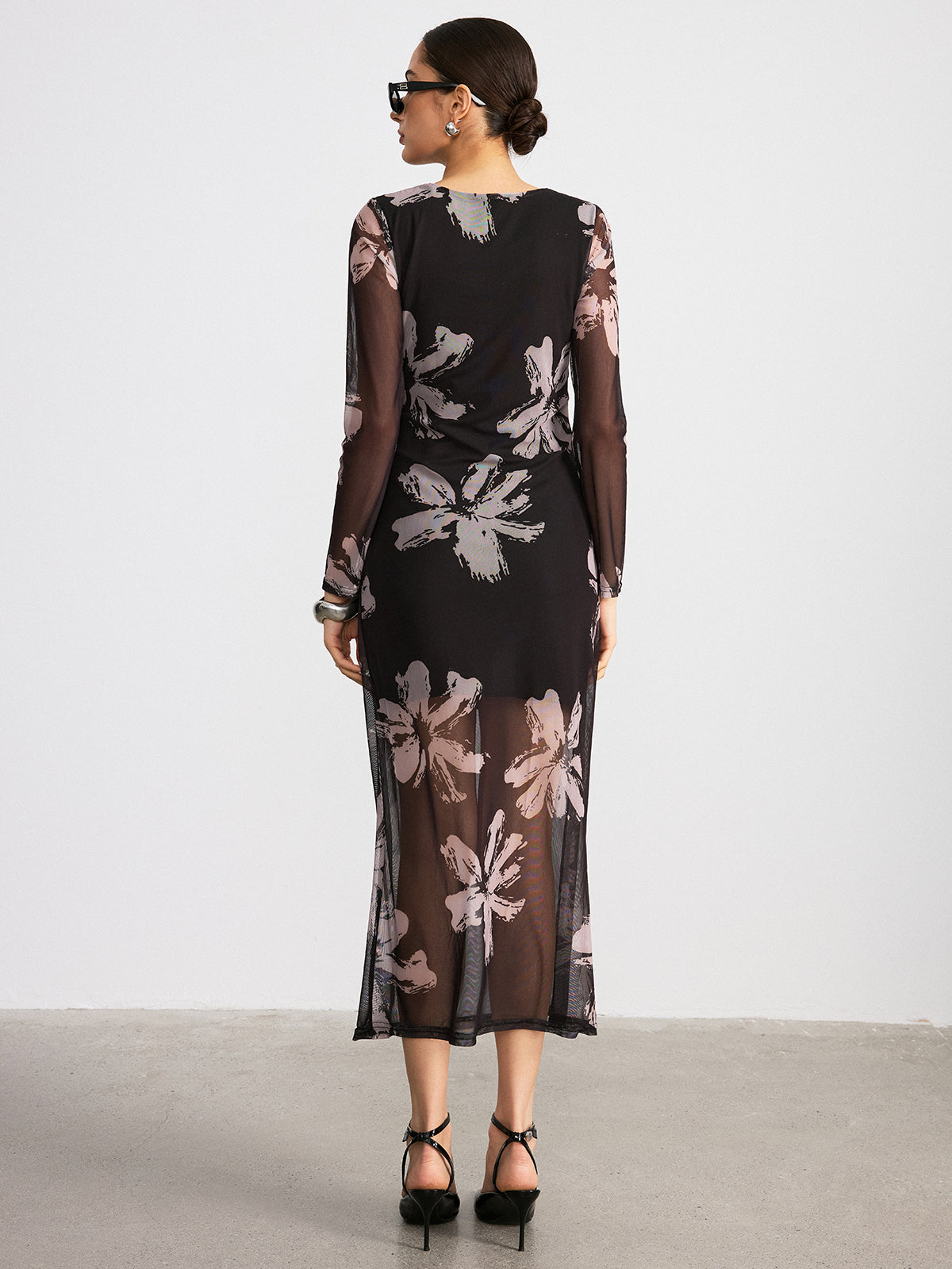Floral Print Long Sleeve Maxi Dress