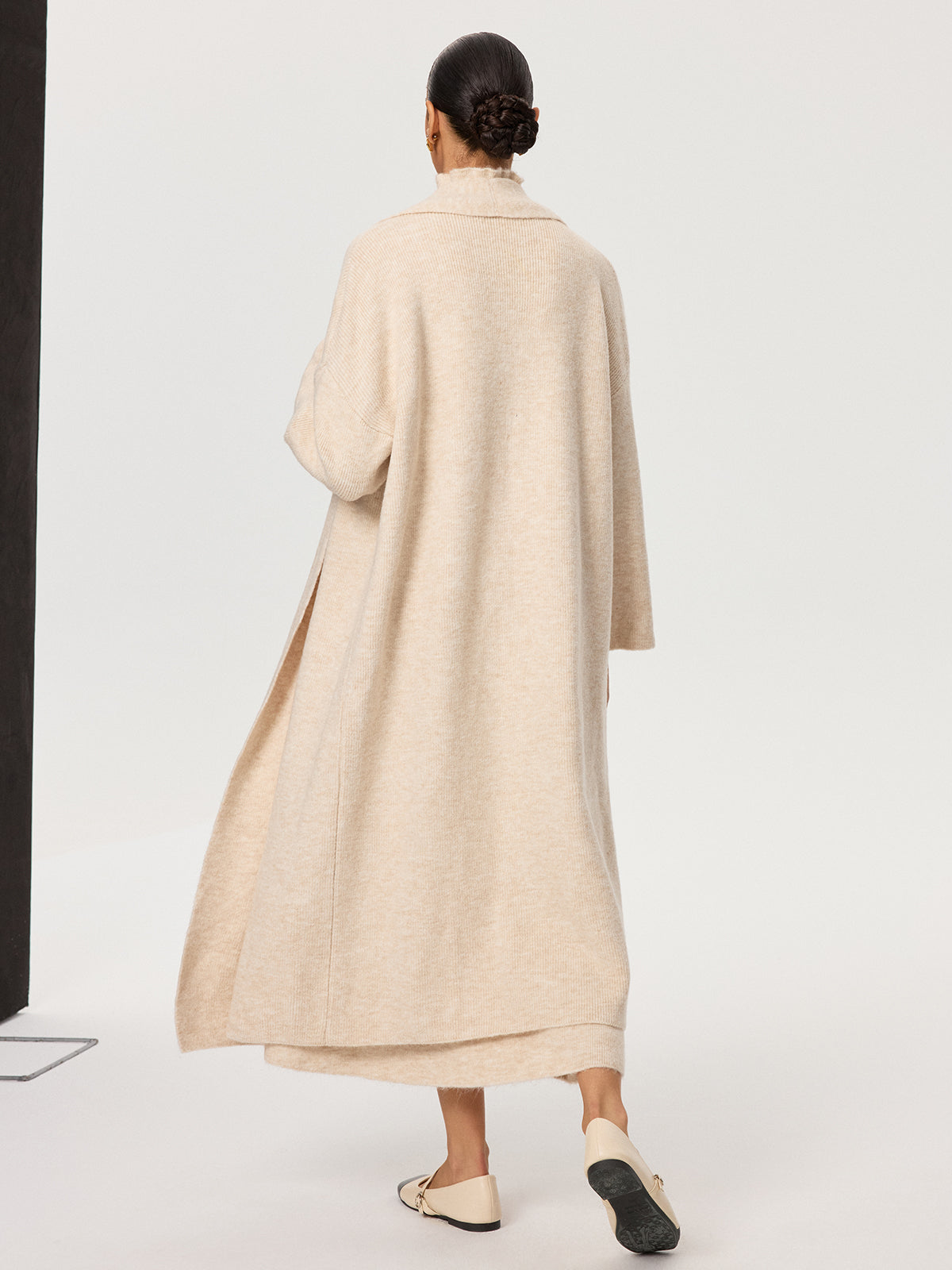 Knit Coat and Turtleneck Sleeveless Dress Two-Piece Set
