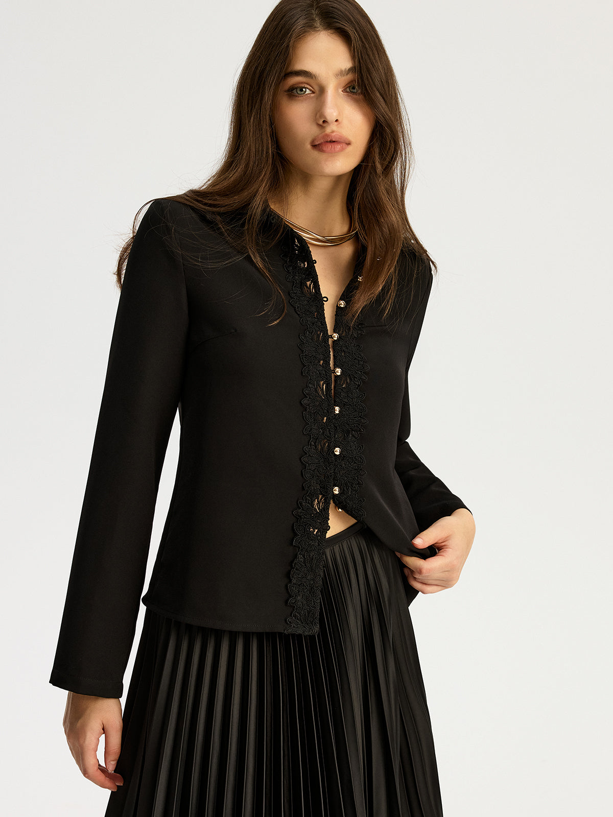 Lace Trimmed Blouse