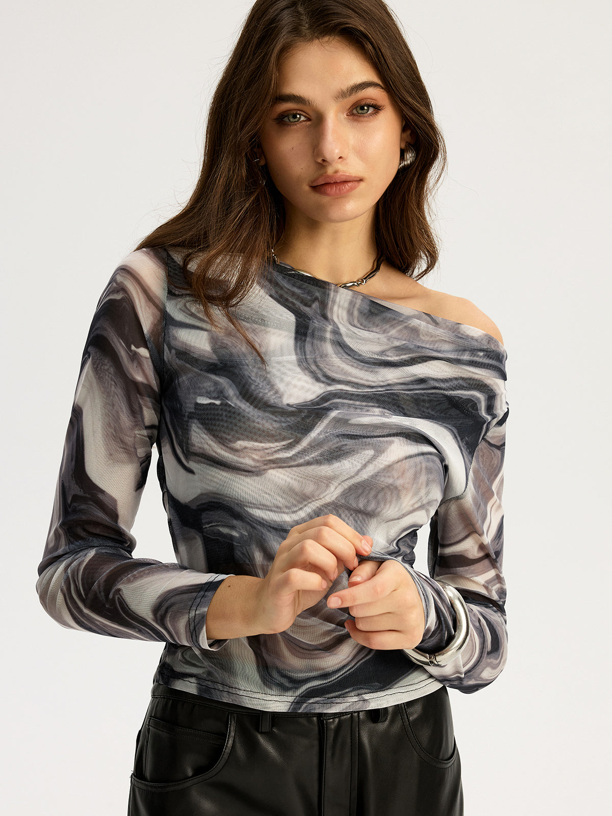 Stormy Mesh Off Shoulder Top