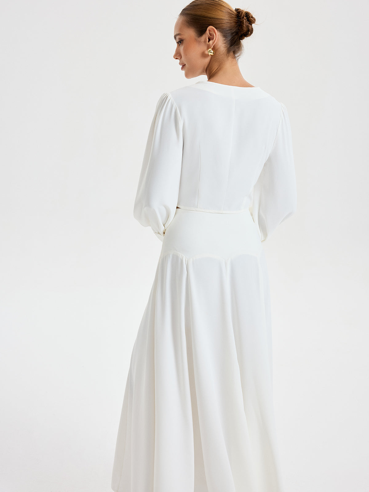 Long-Sleeve Crop Top and Maxi Skirt Set