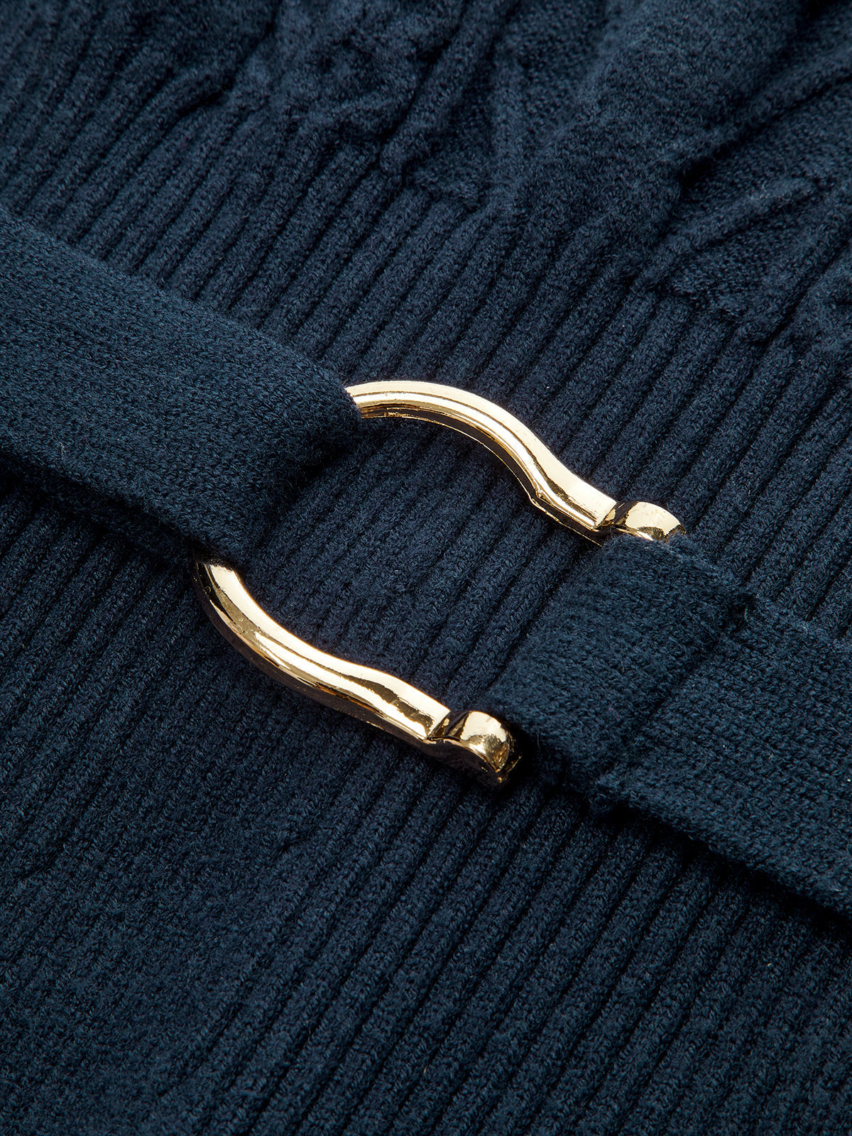Cinched Waist Belted Cable Knit Top
