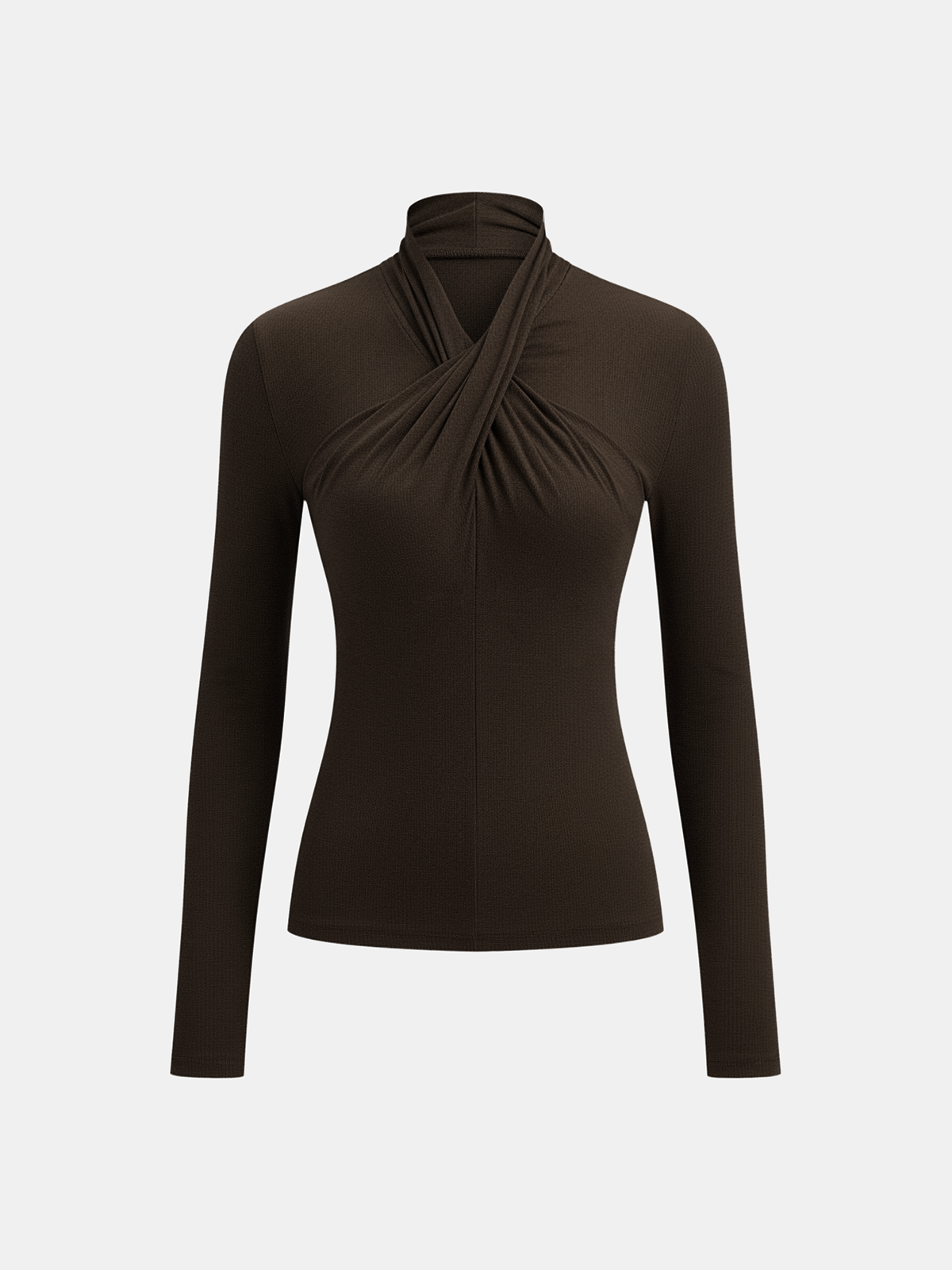 Cross Neck Long Sleeve Knit T-Shirt
