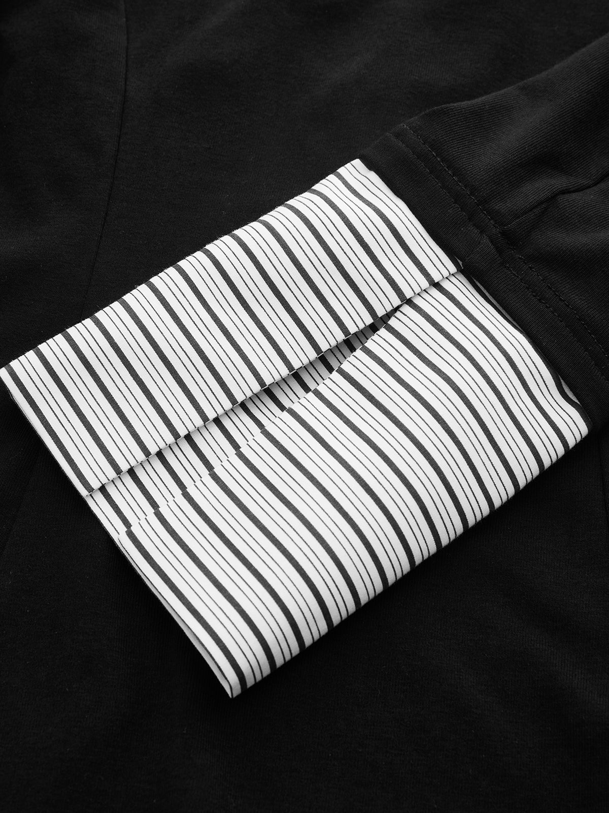 Mock Two-Piece Long-Sleeve Two Tone Polo Top
