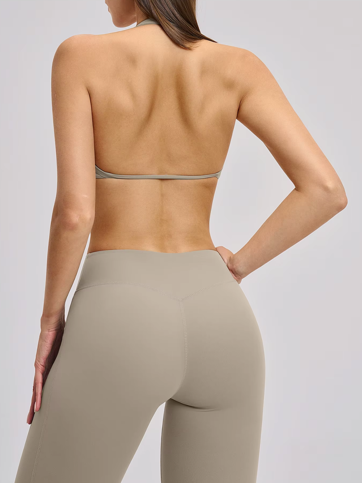 V-Neck Open Back Halter Sports Bra