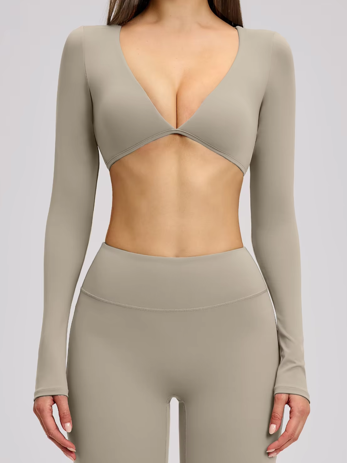 Offener, bauchfreier Langarm-Bolero-Top