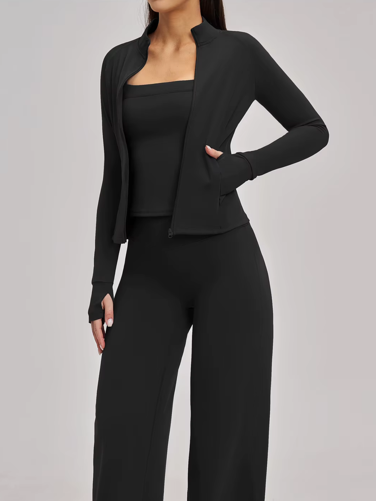 Mock Neck Full Zip Slim Fit Jacket