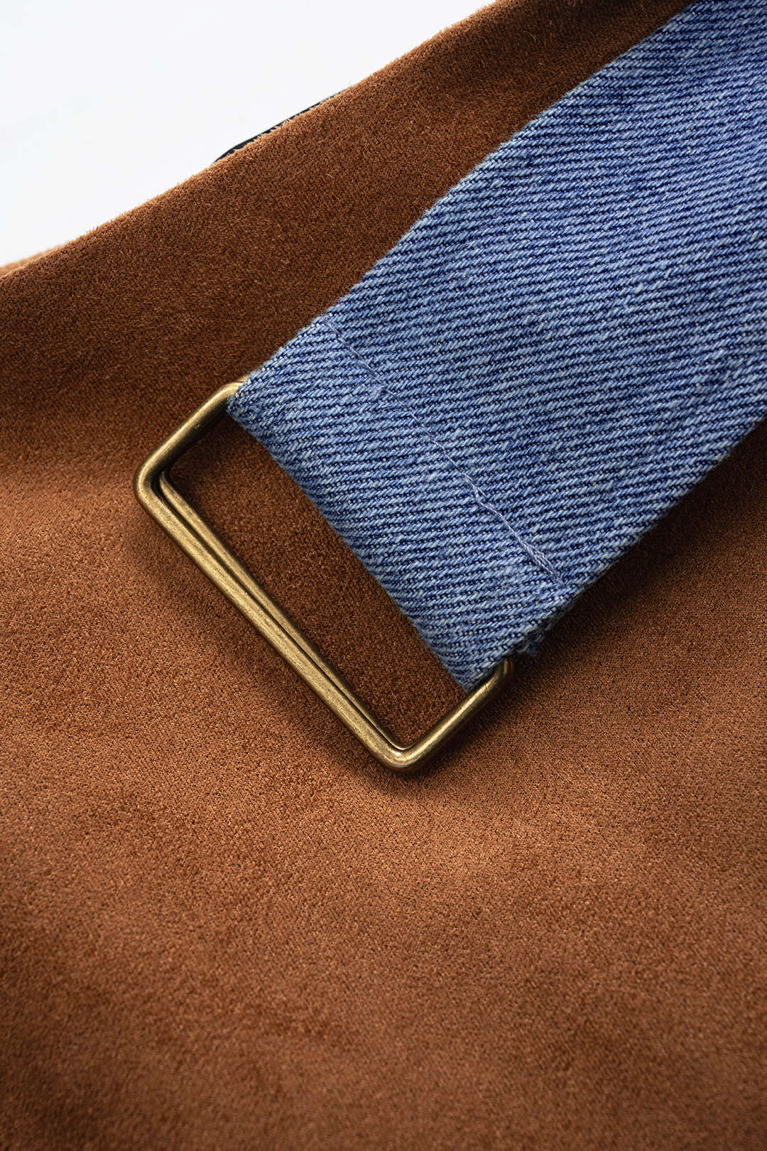 Suede Belted High Slit Skirt