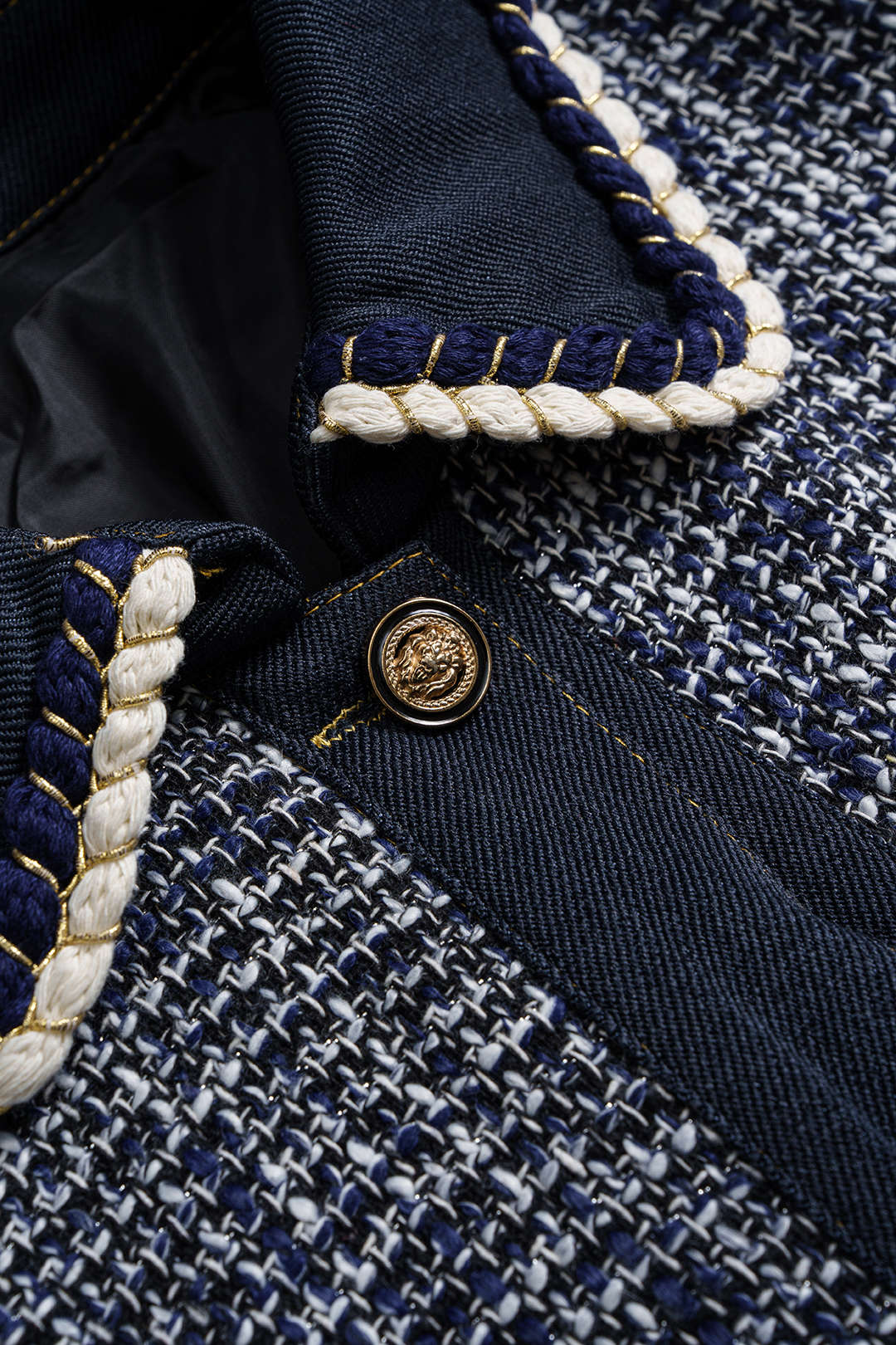 Jeans-Patchwork-Mantel mit Knopfleistentaschen