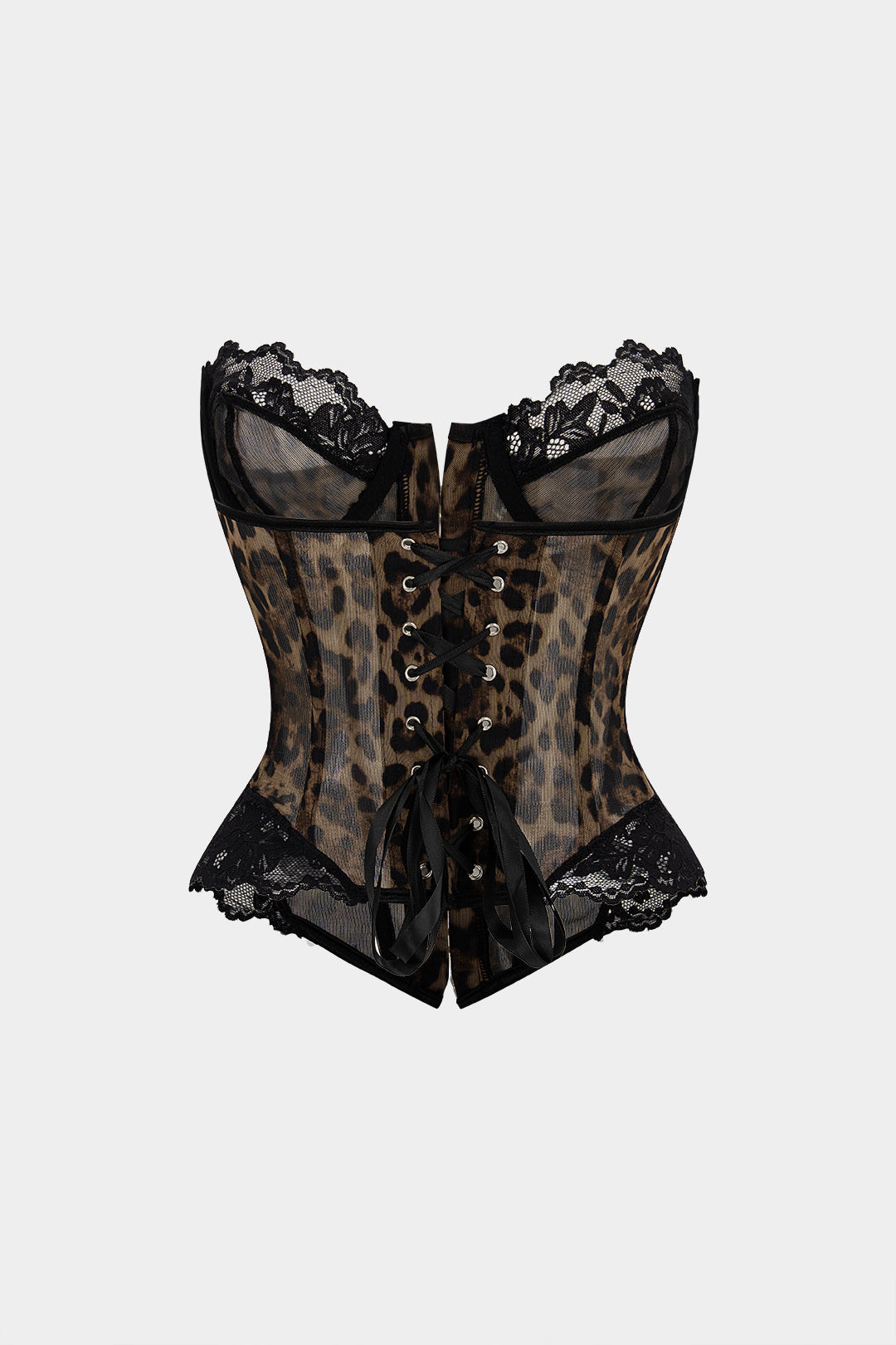 Leopardenmuster Mesh-Patchwork-Tube-Top
