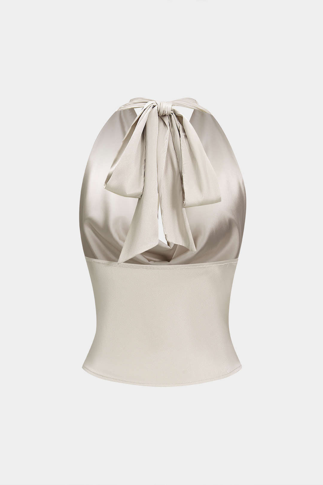 Satin Halter Neck Tie-Up Backless Cowl Neck Tank Top