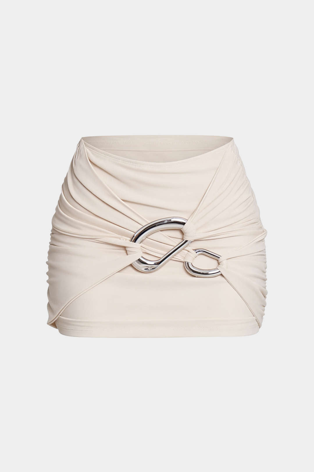 Mini-jupe asymétrique drapée à décor métallique