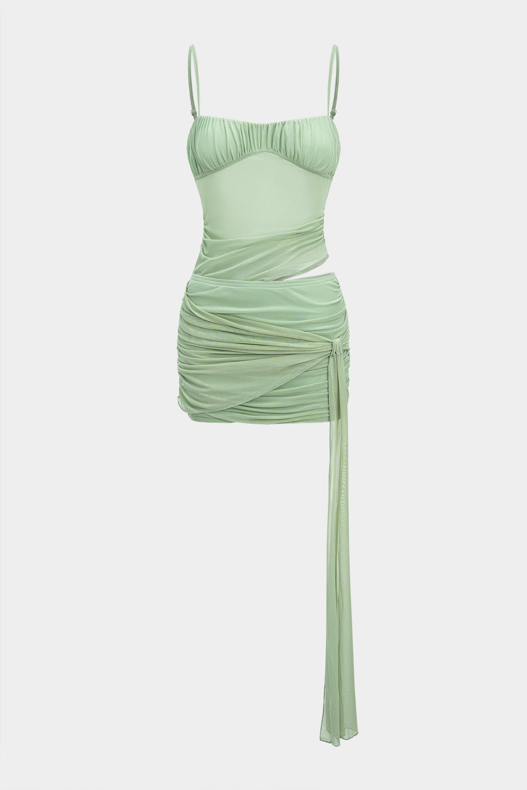 Ärmelloses Mini-Kleid mit Netzeinsätzen zum Binden