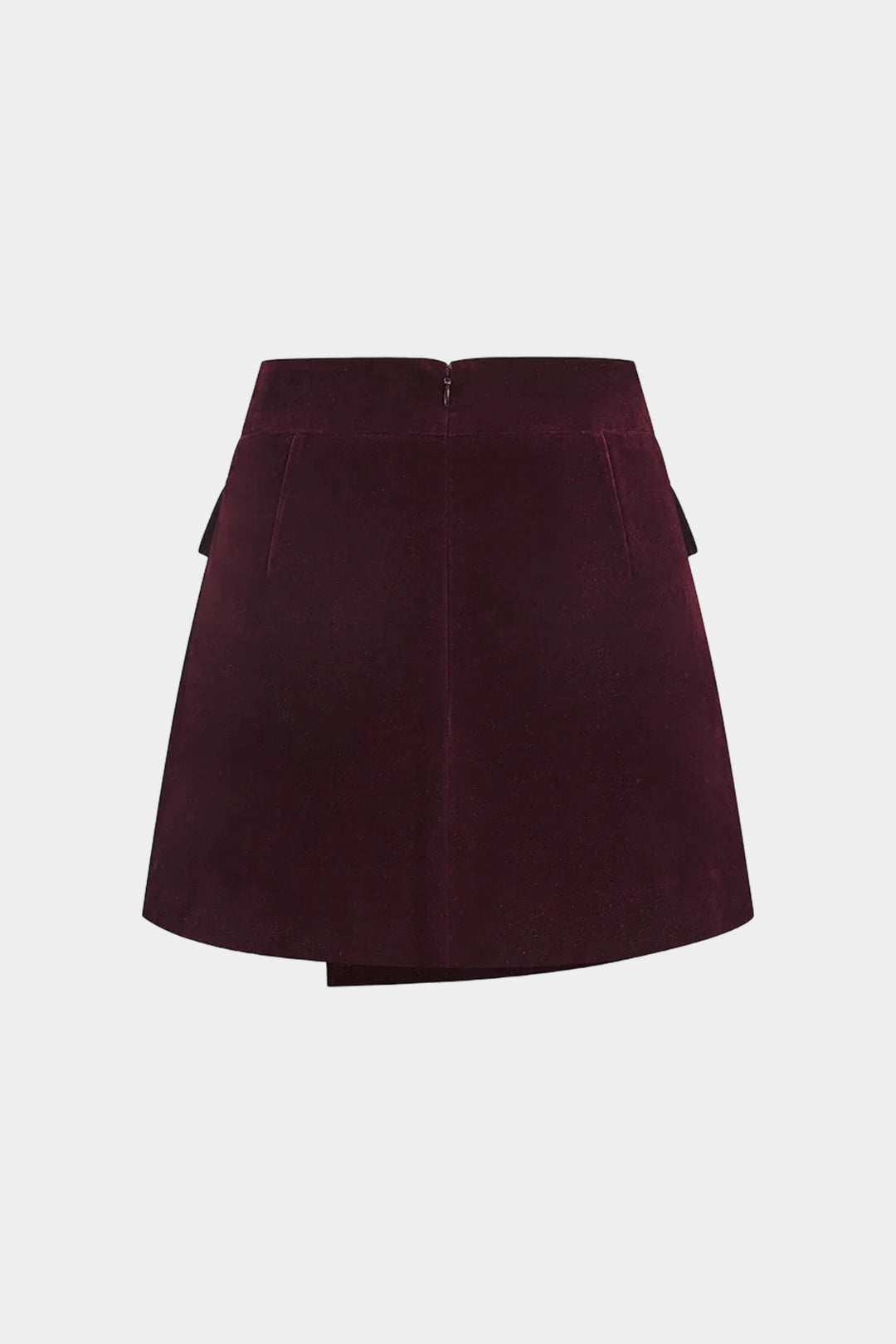 Velvet Fake Pockets Asymmetrical Skirt