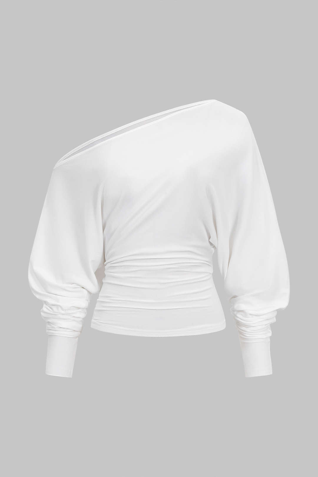 T-shirt asymétrique à manches longues froncé et découpes