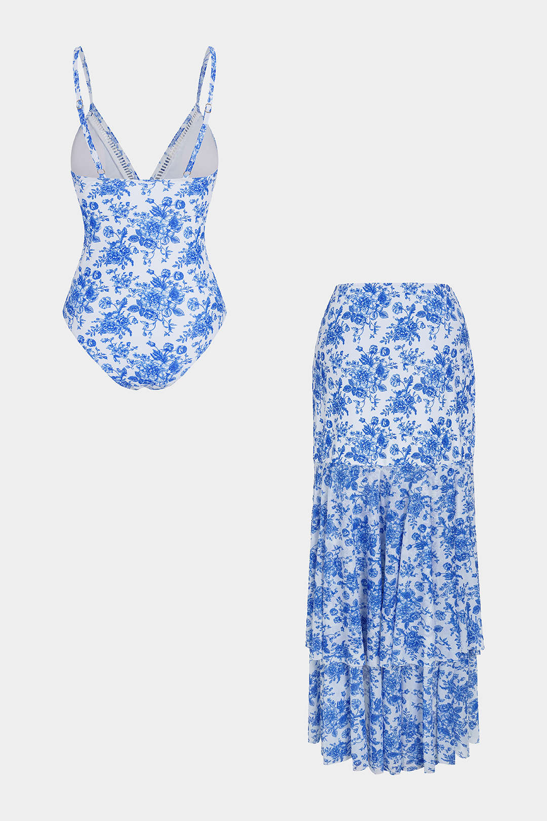 Bikini-Set mit Blumenmuster, V-Ausschnitt, Cut-Out und Wickeldetail