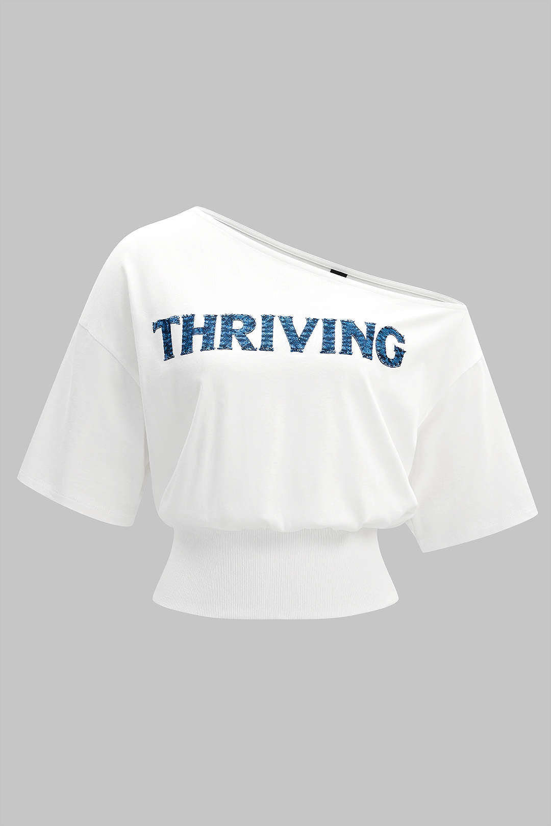 Letter Print One Shoulder Short Sleeve T-Shirt