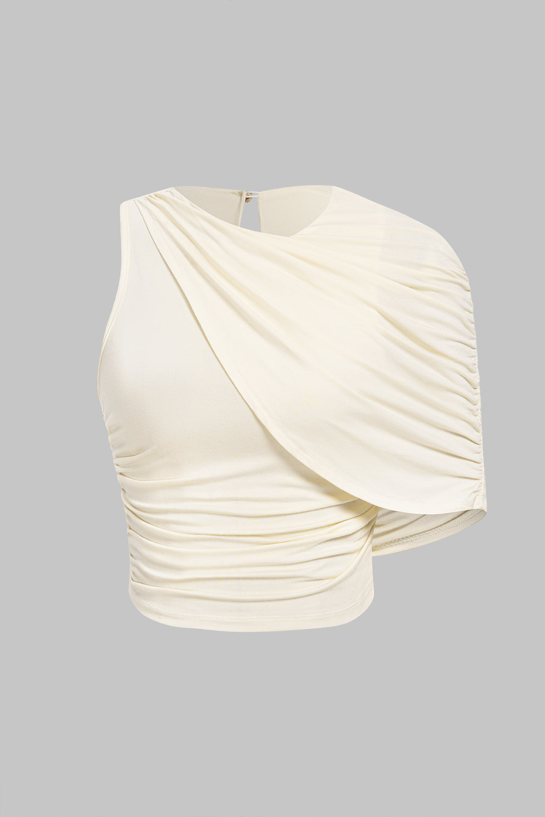 T-shirt asymétrique sans manches avec fronces