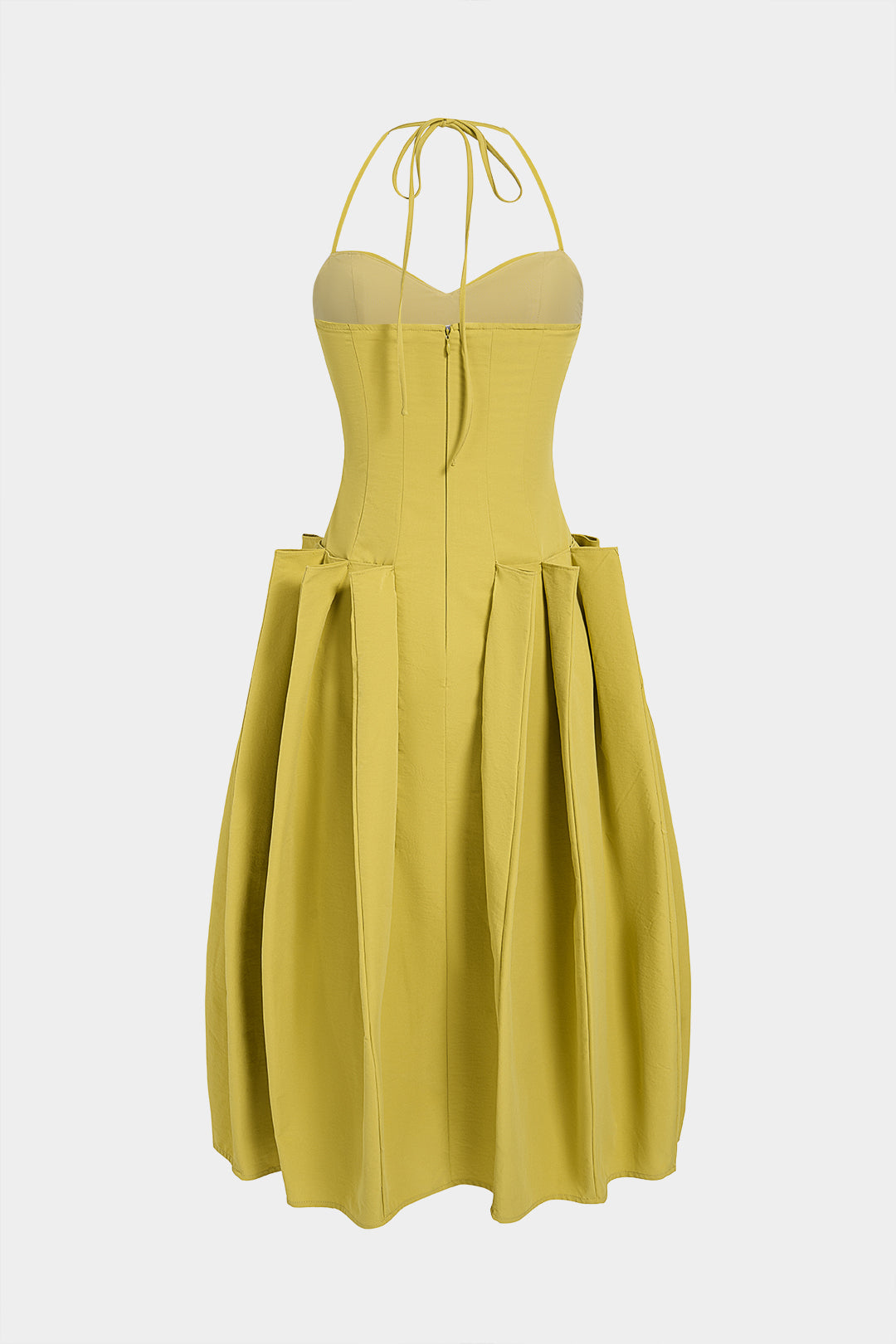 Neckholder-Midikleid mit gerafftem Rückenausschnitt und Schnürung