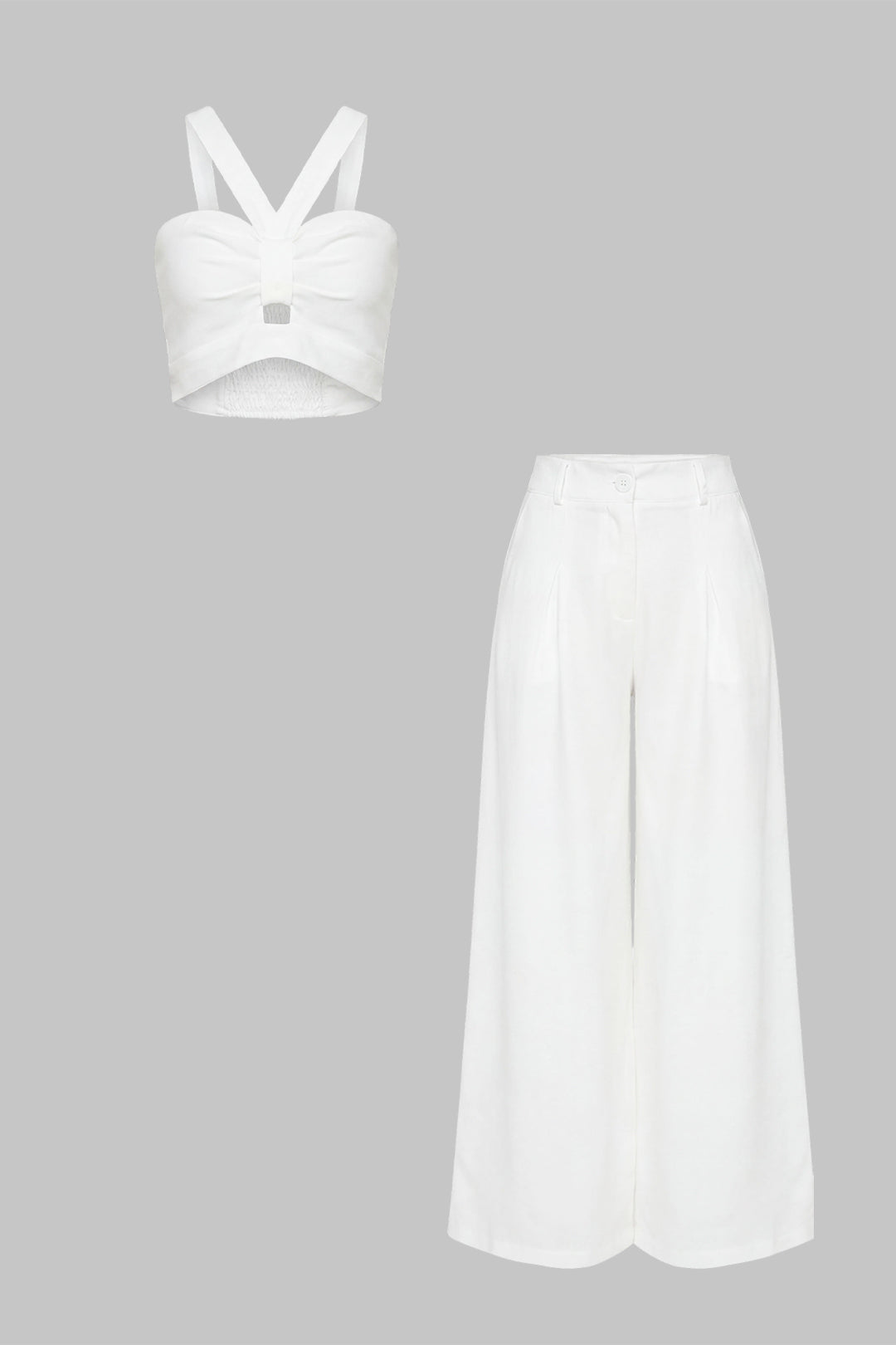 V-Ausschnitt Cut-Out Tanktop und weite Hose