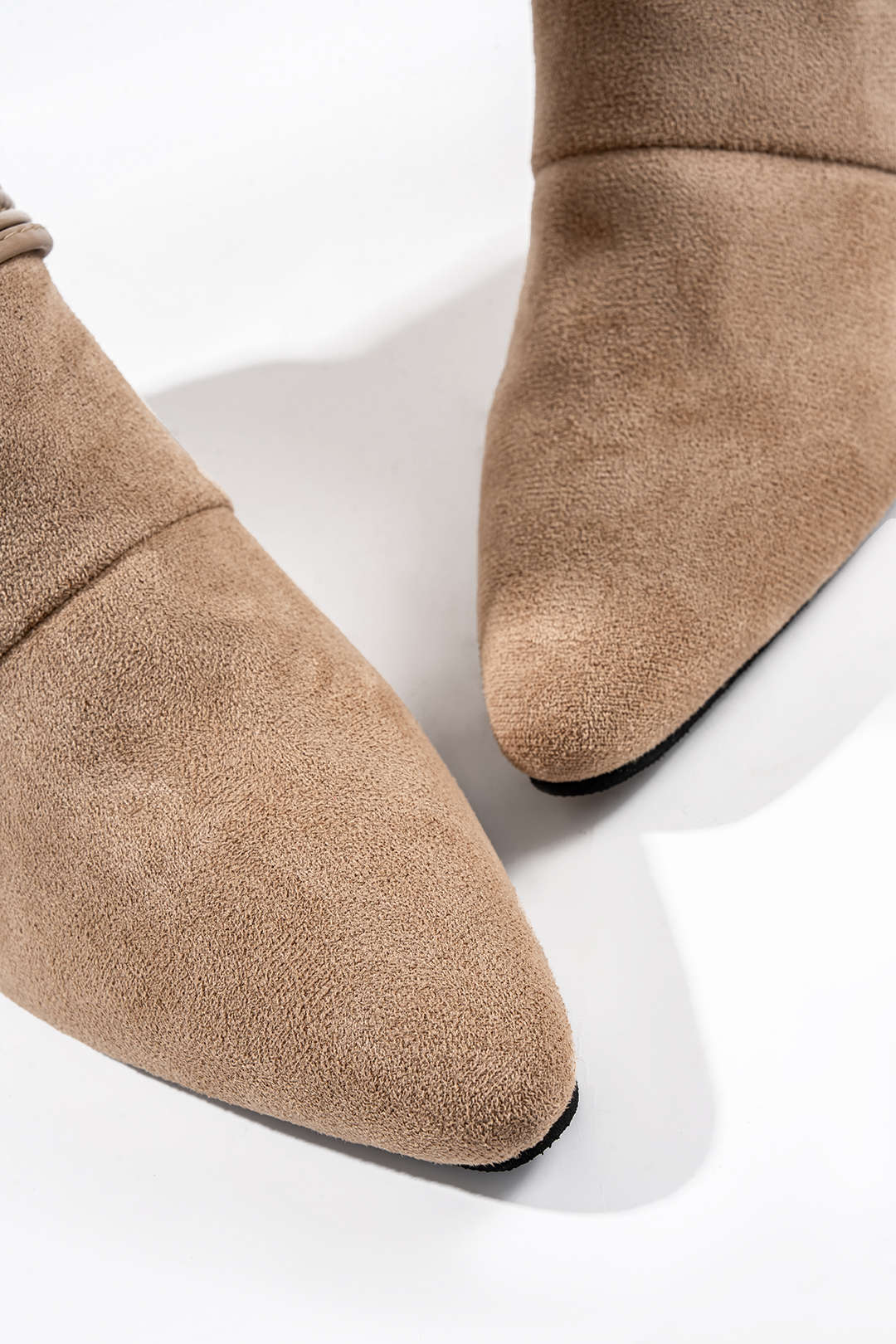 Suede Metallic Decor Pointed Ankle Boots