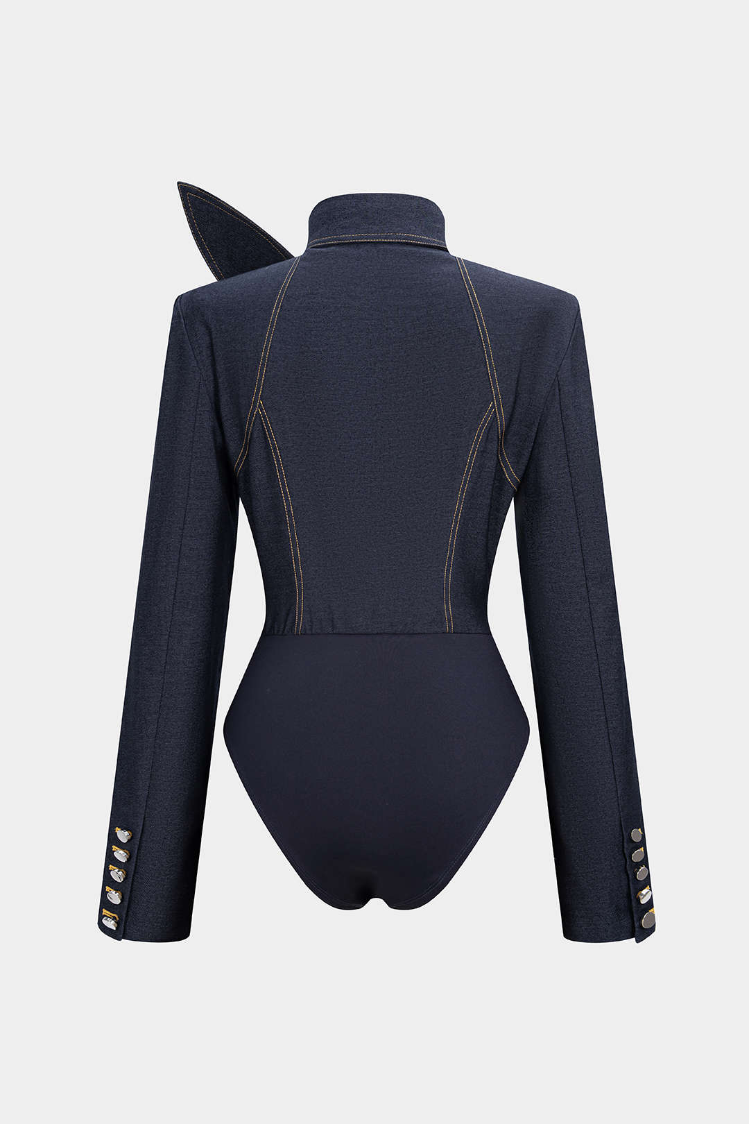 Jeans-Body mit Bindeknoten und Knöpfen
