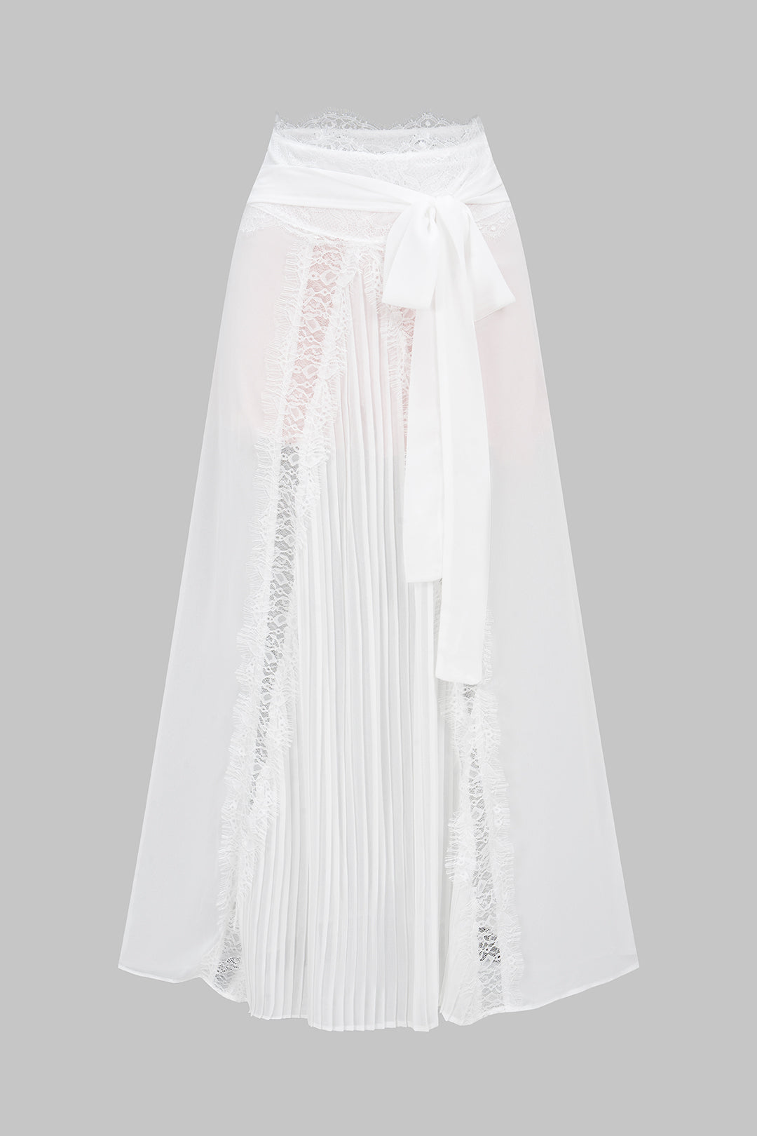 Lace Tie-Up Pleated Skirt