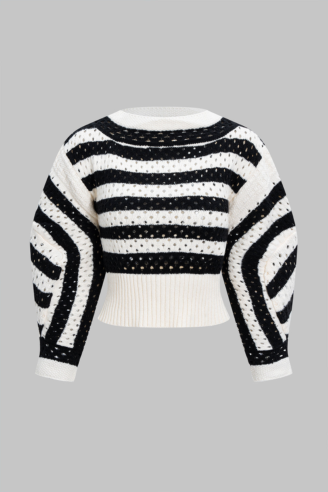 Knit Contrast Cut Out Long-Sleeve Top
