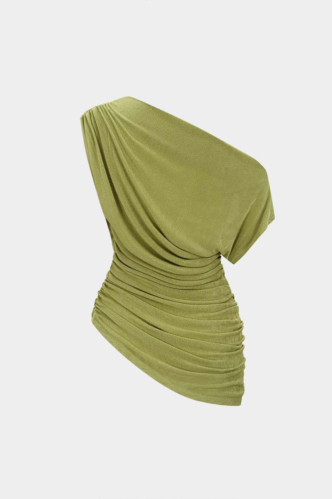 One Shoulder Ruched Asymmetrical Tank Top