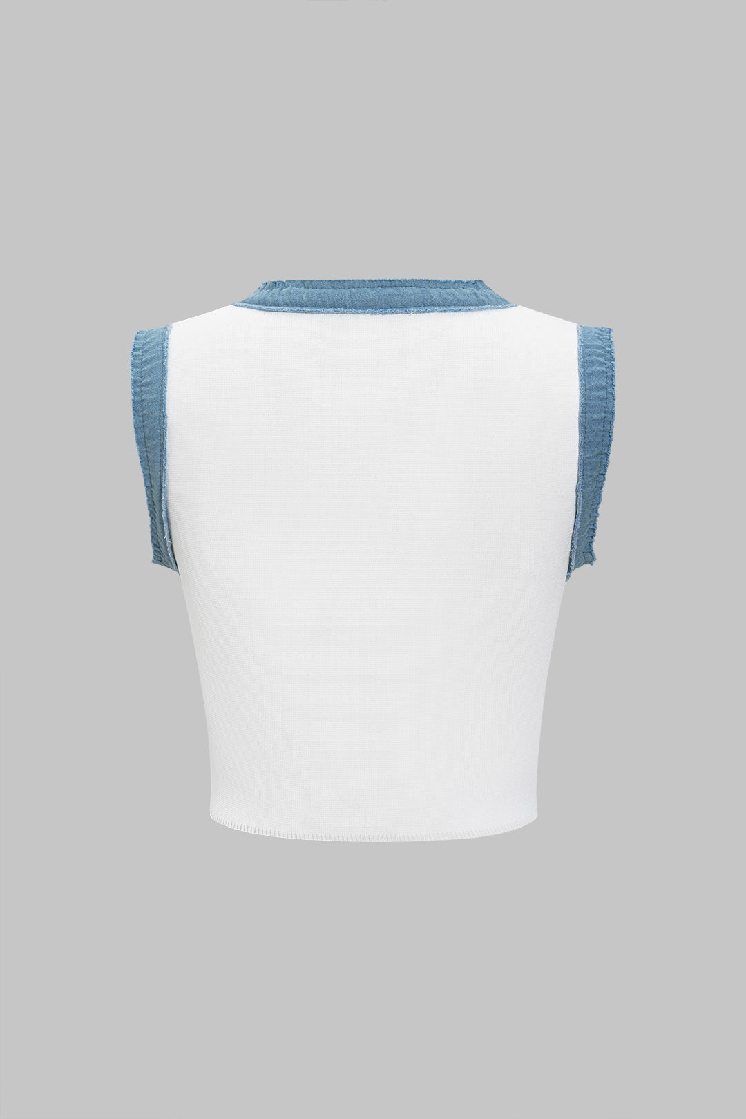Strick-Tanktop mit Strukturmuster, Knöpfen und Patchwork