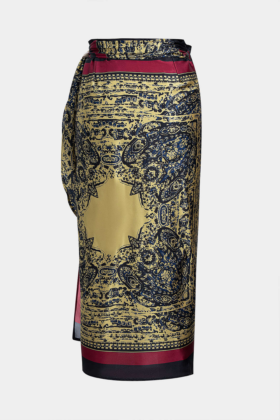 Artistic Print Wrap Tie-Up Skirt