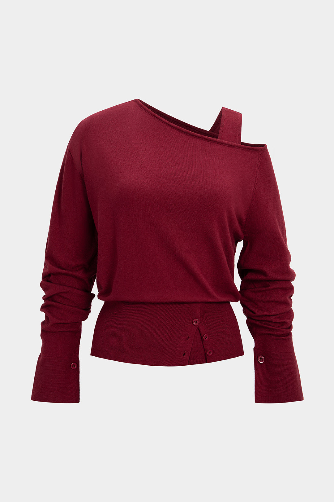 Knit Asymmetrical Long-Sleeve Top