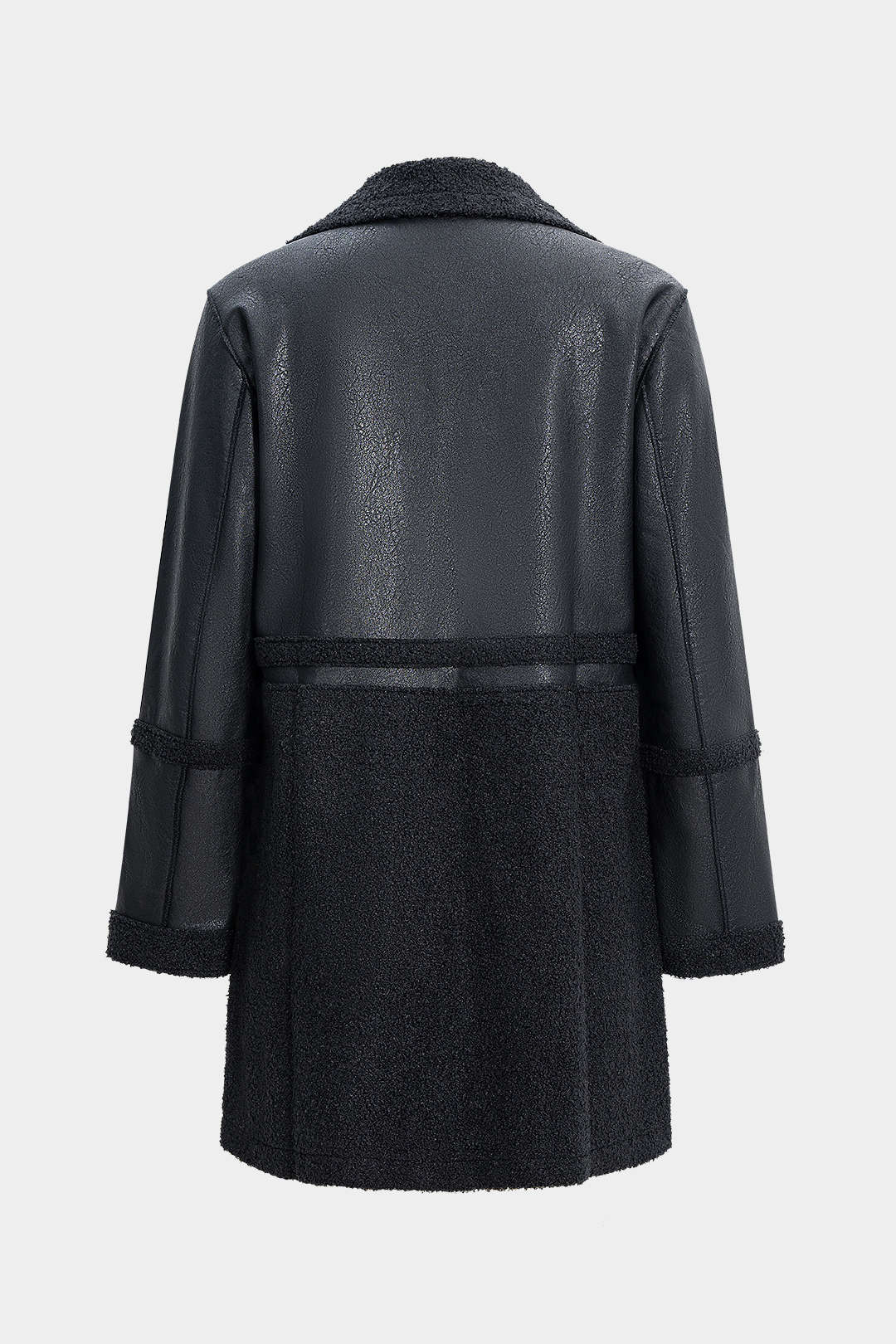 Faux-Leder-Patchwork-Knopfmantel