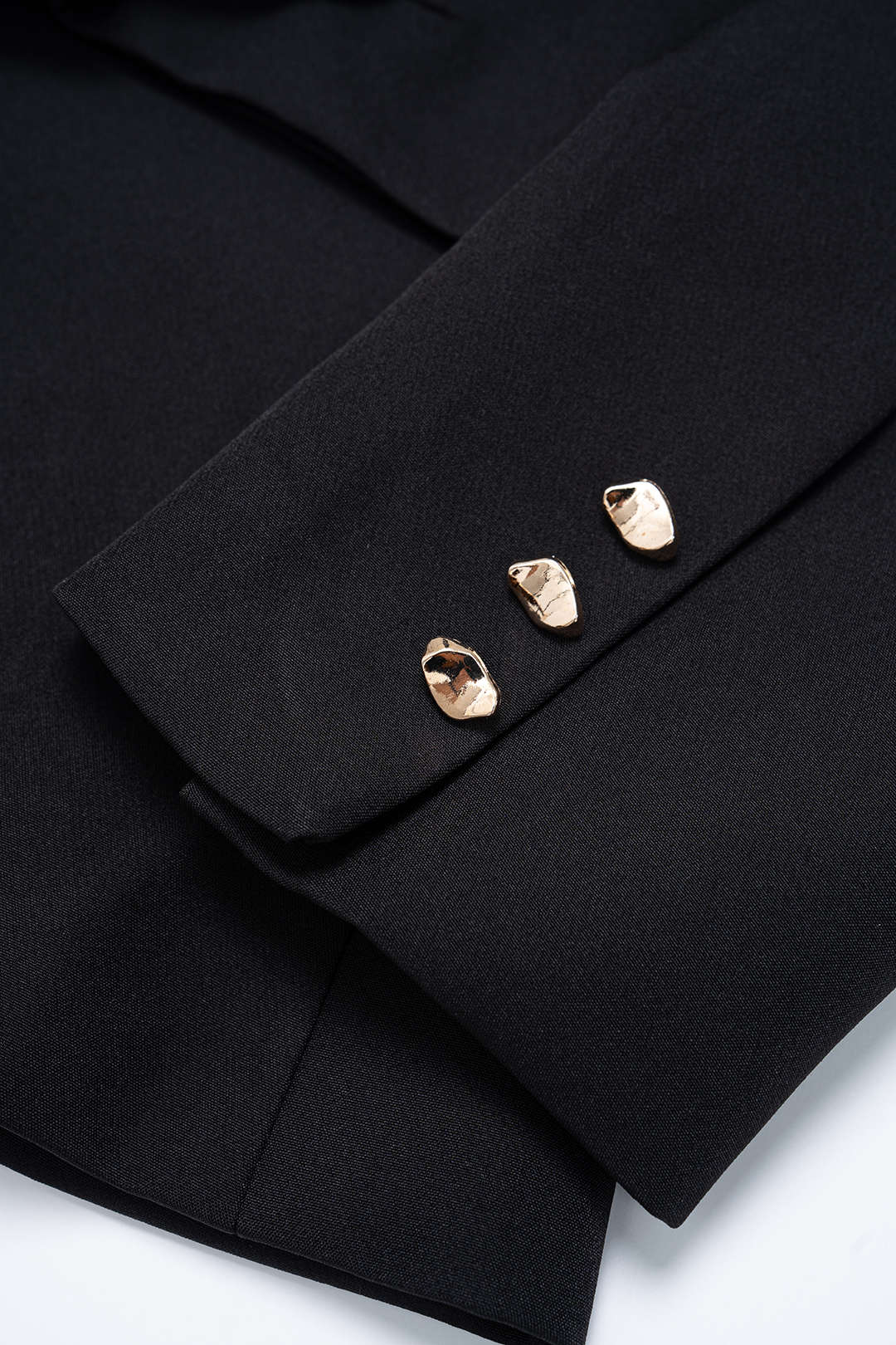 Notched Lapel Metallic Decor Ruched Asymmetrical Blazer