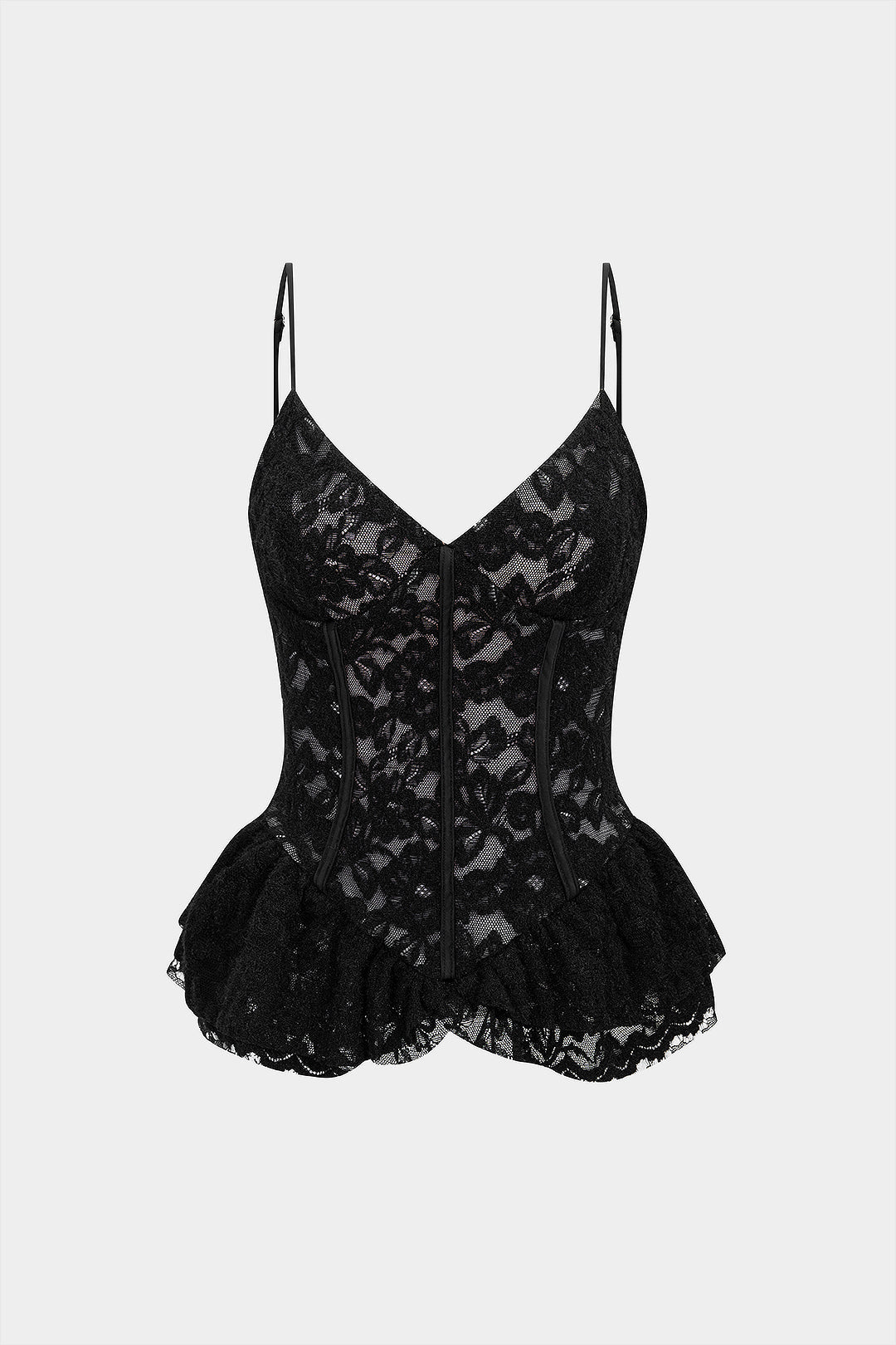 V-Neck Lace Patchwork Bustier Slip Cami Top