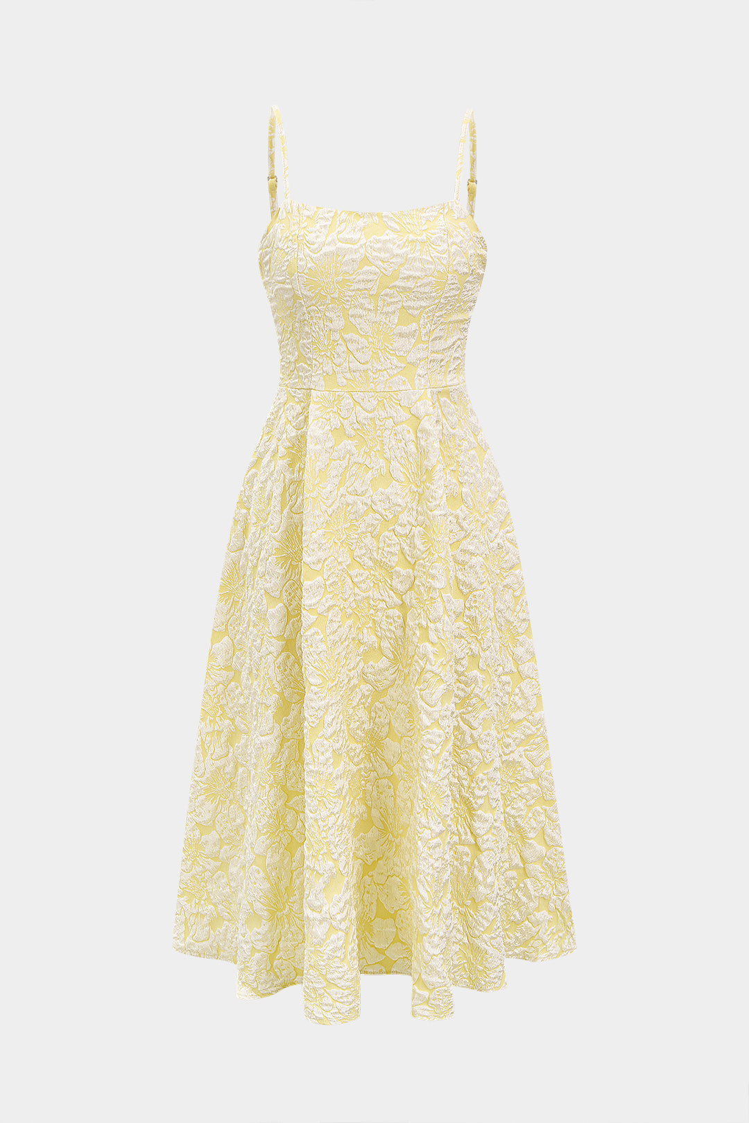 Floral Print Textured Ruched Sleeveless Midi Dress