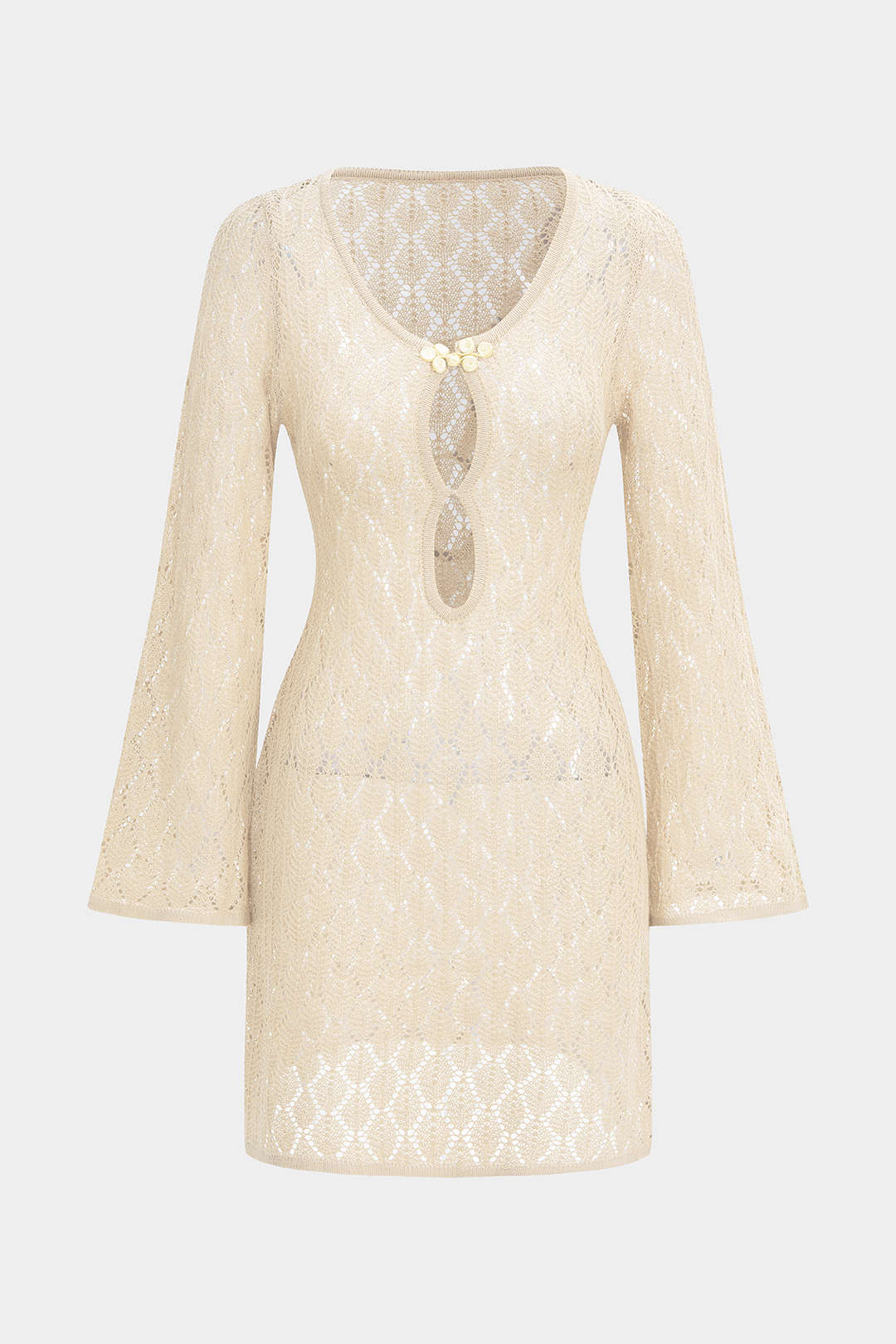 Knit Cut Out V-Neck Long Sleeve Dress