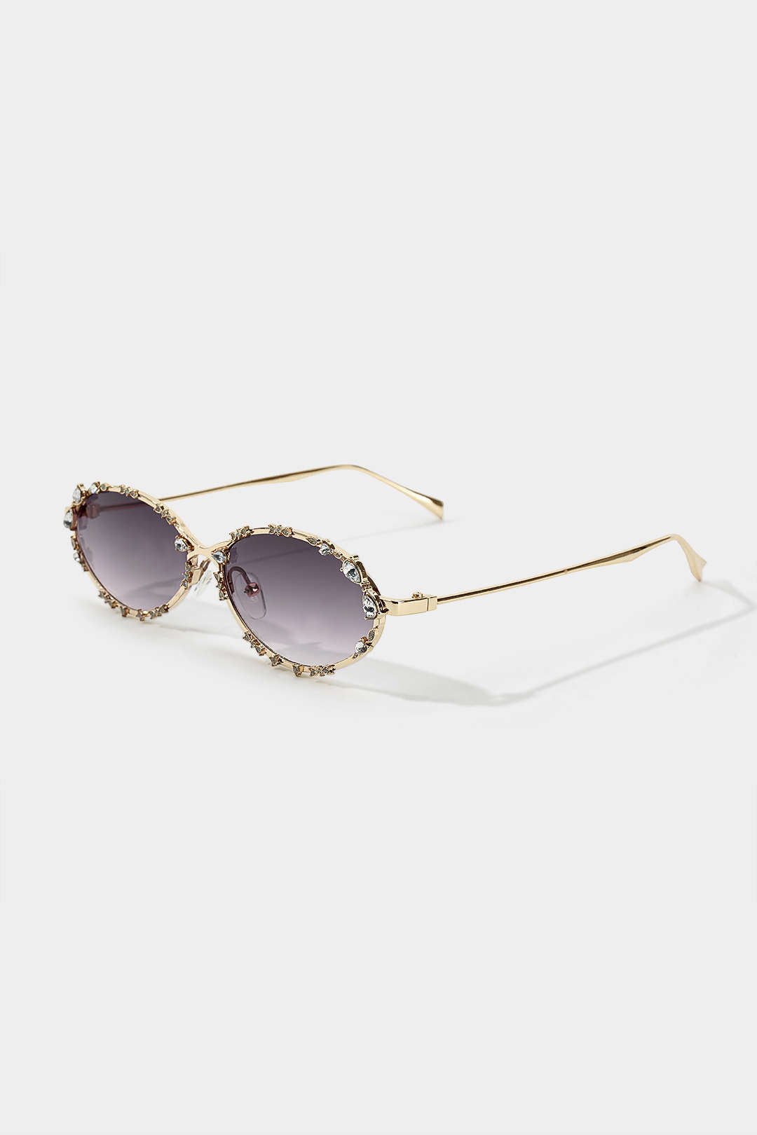 Metal Oval Rhinestone Sunglasses