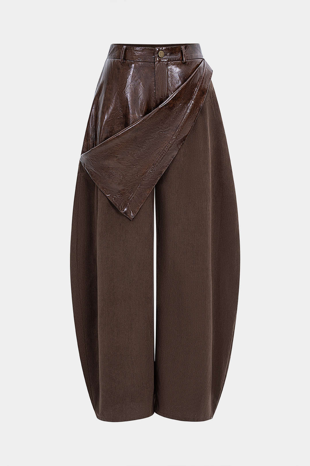 Hose mit weitem Bein, Taschen und Reißverschluss, aus Kunstleder-Patchwork