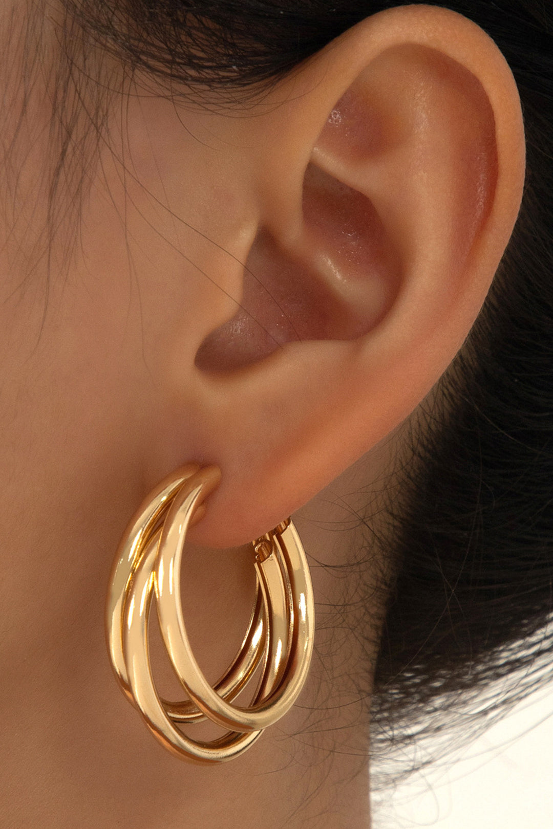 Boucles d'oreilles cercle en métal multicouche