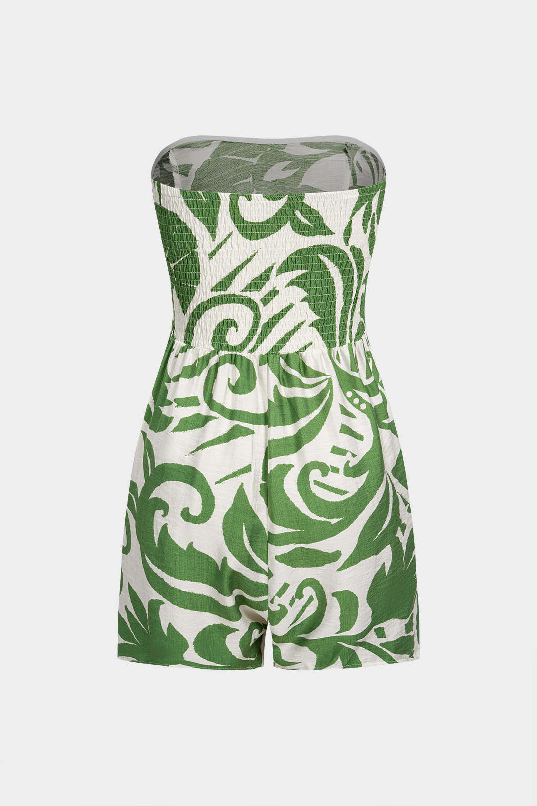 Leaves Print Strapless Sleeveless Romper