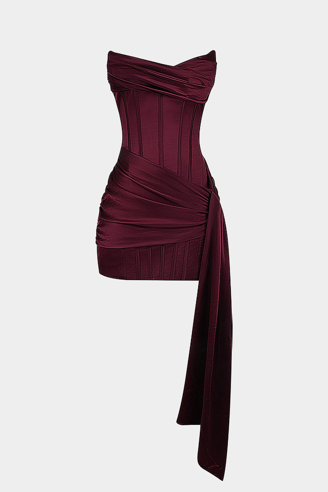 Satin-Minikleid, ärmellos und asymmetrisch geschnitten