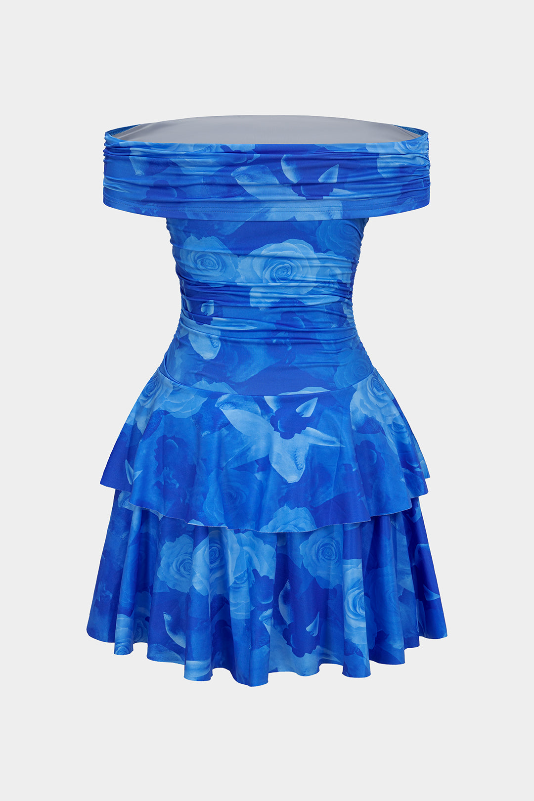 Mini-robe à imprimé floral, coupe courte, épaules dénudées et sans manches