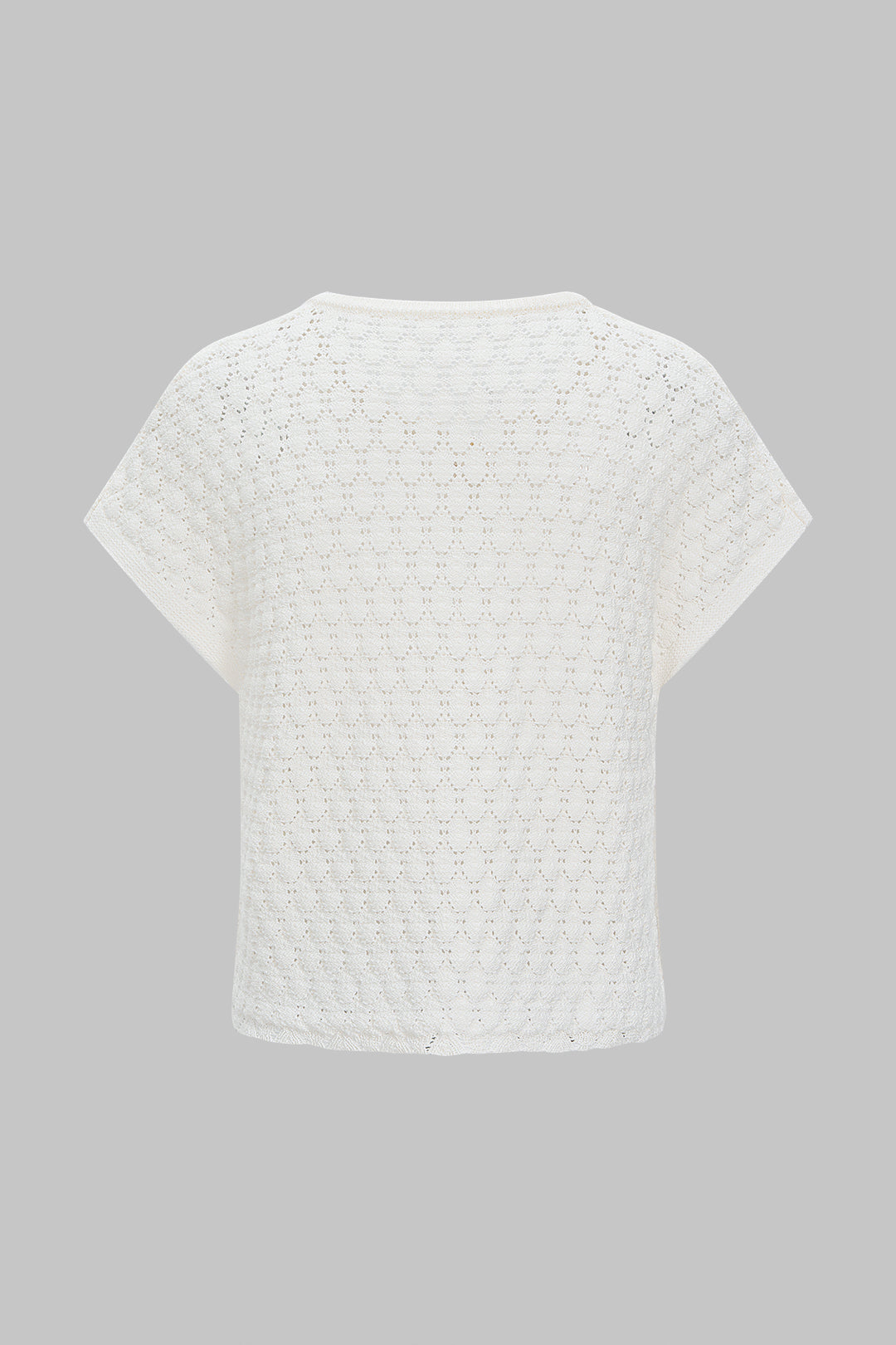 Open Knit Metallic Decor Short Sleeve Top